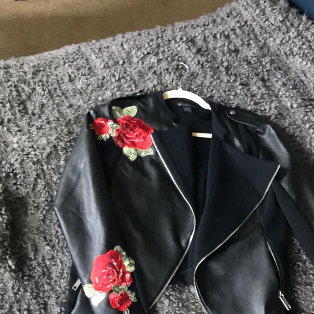 INC Leather jacket with rose embroidery (size S-M)